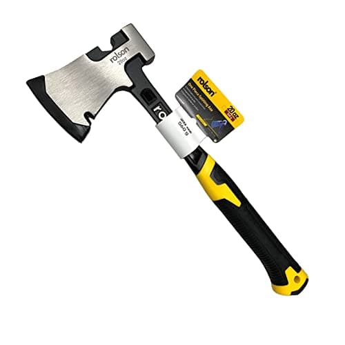 Image of Rolson 12108 20oz One Piece Splitting Hand Axe Hatchet Splitter Outdoor Camping Professional,Yellow/Black