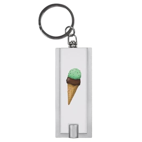 Image of Azeeda 'Double Scoop Ice Cream Cone' LED Torch Keyring – Compact Pocket Flashlight with Keychain – Handy Mini Light for Bags and Keys (KT00042808)