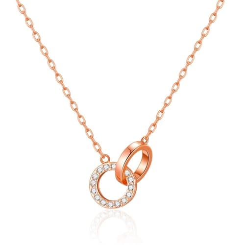 Image of Philip Jones Rose Gold Plated Circle Link Necklace Created with Zircondia® Crystals