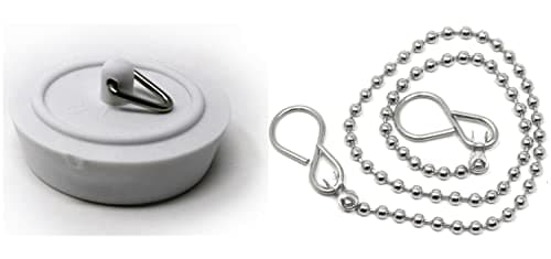 Image of fiXte Replacement Sink Plug - Shower Bath White - 45mm & 38mm Plugs with 450mm & 300mm Chains