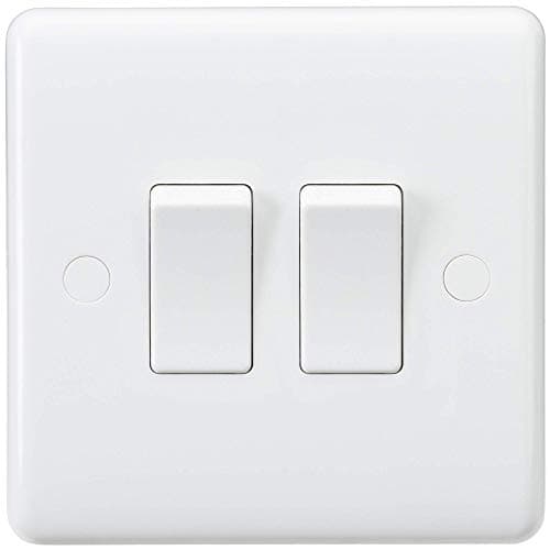 Image of Knightsbridge CU3000 Curved Edge 10 A 2 Gang 2 Way Switch, 230 V, White