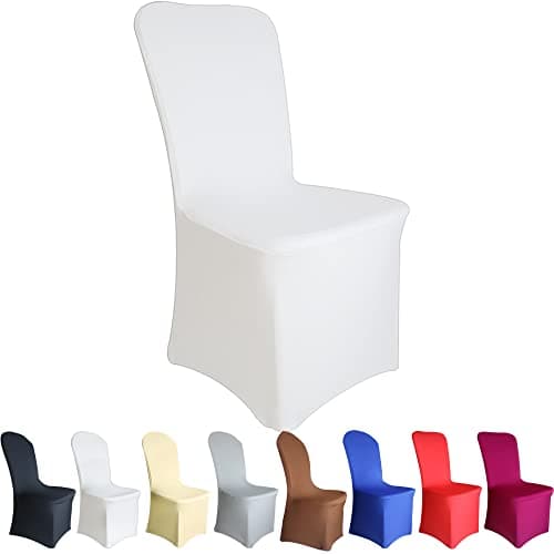 Image of Time to Sparkle Chair Cover Spandex Lycra Stretch Slipcovers Dining Chair Cover Wedding Banquet Party Flat Front (White)
