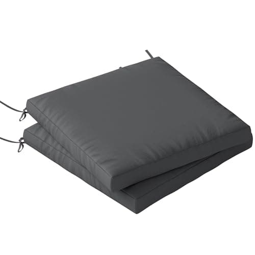 Image of Outsunny Garden Chair Cushions Set of 2, Waterproof Patio Seat Cushions with High-density Foam and Ties, Non-Slip Washable Garden Seat Pads for Outdoor Furniture, Dining Chair, 50x50cm, Dark Grey