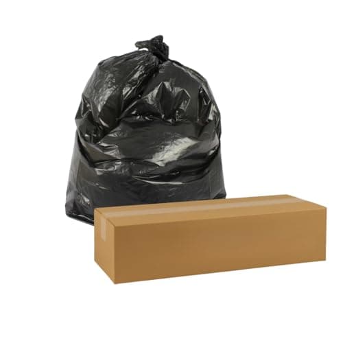 Image of 200 Heavy Duty Recycled & Recyclable Black Bin Bags – 100L Household Refuse Sacks, 15kg CHSA Tested, 737mm x 965mm (18x29x38"), 22 Micron (88 Gauge), Tear Resistant Liners for General Waste