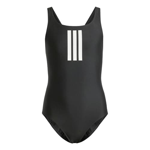 Image of adidas Girl's 3-Stripes Swimsuit Kids, Black/White, 9-10 Years