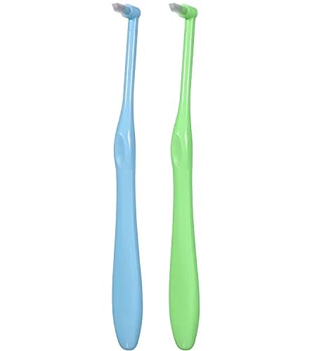 Image of Cretty-Meet 2pcs Interspace Toothbrush Soft Trim Single Tufted Wisdom Toothbrush for Detail Cleaning and Orthodontic Braces (Green and Blue)
