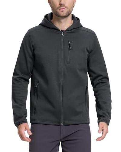 Image of 33,000ft Men's Lightweight Sport Jacket Hoodie Breathable Full Zip Softshell Jacket Walking Jacket for Casual and Sportswear Dark Gray M
