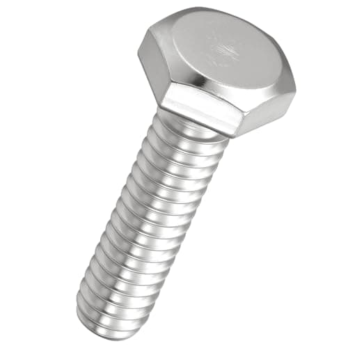 Image of Kozelo 10 Pcs Hex Head Screws Bolts - [1/4"-20x1"] 304 Stainless Steel Grade A2-70 Fully Threaded Hex Tap Hexagon Head Machine Bolts Right Hand External Hex Drive, Silver Tone