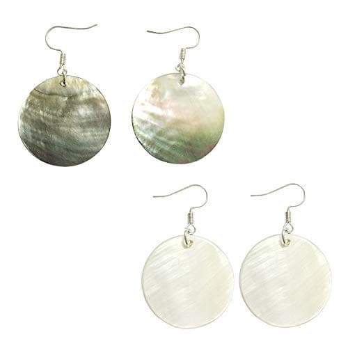 Image of AMOR SPES Natural White Sea Shell Silver Drop Dangle Earrings Women Girl Gift Beach Jewelry (2PCS SET)