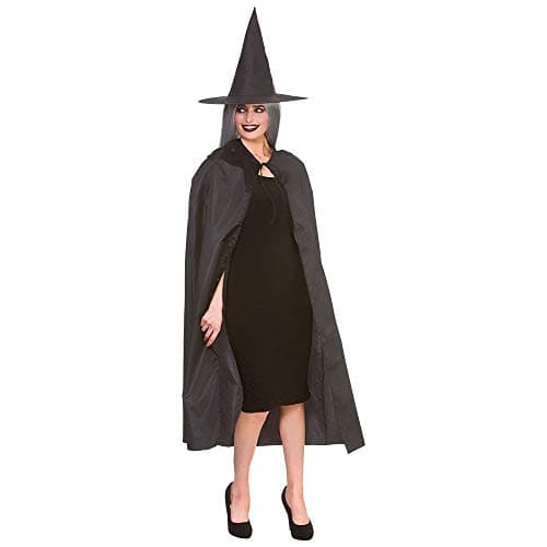 Image of Adult Ladies Black Wicked Witch Cape & Hat Fancy Dress Accessory