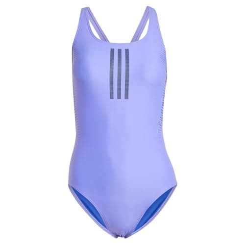 Image of adidas Women's 3 Stripes Rubber Graphic Swimsuit, Cobalt Blue, 36