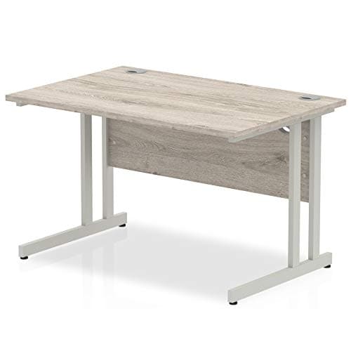 Image of Trexus Rectangular Desk Silver Cantilever Leg 1200x800mm Grey Oak Ref I003066