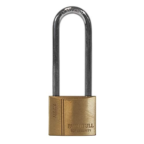 Image of Faithfull FAIPLB40LS Brass Padlock Long Shackle 40mm 3 Keys
