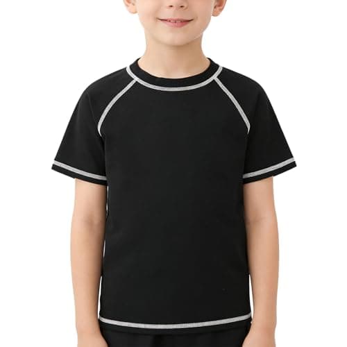 Image of ADUDVLO Rash Vest Boys Rash Vest, Toddler Kids Youth Rashguard Water Shirt UPF+ 50 Quick Dry Shirts, Boys Swim Top 3-12 Years (UK, Age, 9 Years, 10 Years, Regular, Black)