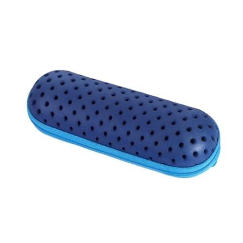 Image of LAWALEISHE Swimming Goggle Storage Case - EVA Material, Ideal for Swimmers on the Go with Drainage & Ventilation Holes and Secure Zipper Closure for Goggle Protection (Navy Blue)