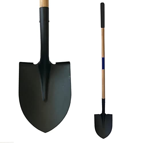 Image of Shovel Round Nose Long Handle Fence Posts Spade Wooden Handle Quality American Type 4ft 48"_AB