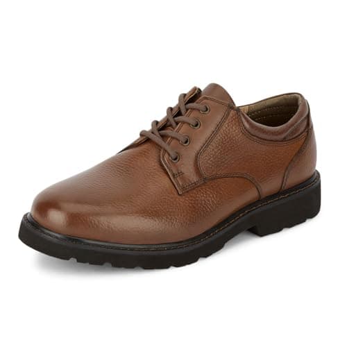 Image of Dockers Men's Shelter Plain Toe Oxford,Dark Tan Full Grain Leather,8 W US