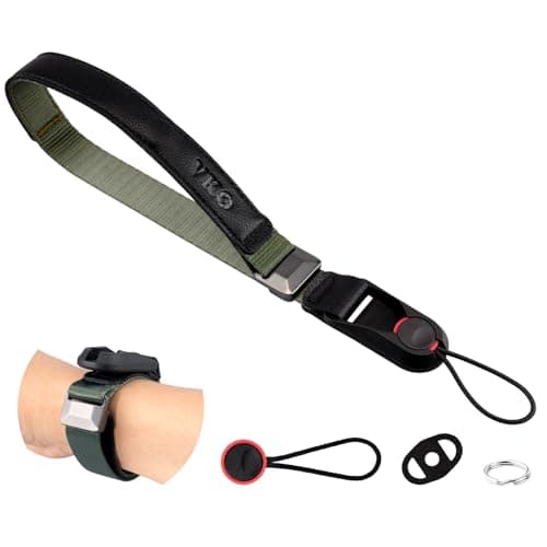 Image of VKO Camera Wrist Strap Adjustable Quick Release Lanyard Tether Wristband for Man Woman Photographers SLR DSLR Digital Mirrorless Cameras(Black-Green)