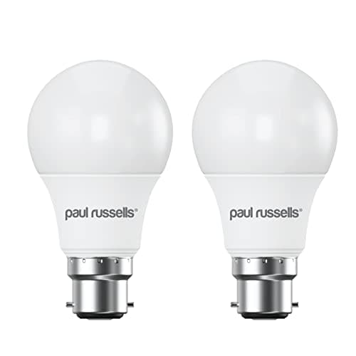 Image of paul russells LED GLS - Dimmable Bayonet Light, 8.5W 806 Lumens B22 A60 LED Bulbs, 60w Equivalent, 2700K Warm White, Dimmer Standard BC Energy Saving Ceiling Lightbulbs, 2 Pack