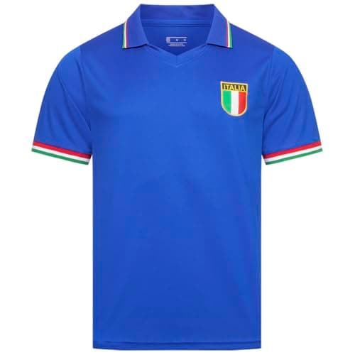 Image of JELEX Retro History Men's Jersey with Embroidered Logo and Short Sleeves, Nostalgia Design for Football Fans Ideal for Collectors, italy, XL