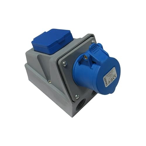 Image of 16A Wall Socket 3 Pin with integrated 13A Socket (240V IP44 Electric Outlet Indoor Outdoor)