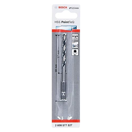 Image of Bosch Professional PointTeQ Hex Drill Bit (for Metal, Ø: 5.5 mm, Total Length: 98 mm, ¼’’ Hex Shank, Accessory for Impact Drivers and Drill Drivers)