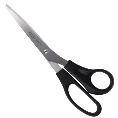 Image of Westcott Scissors 8’ (20.3 cm) Black | Office Scissors with Black Plastic Handles | Extra-Sharp Blade, Stainless Steel | Household & Craft | E-31181 00