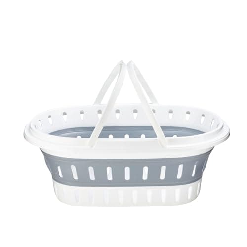 Image of Lakeland Collapsible Laundry Basket 25L – Folds Flat For Storage Control Grip Handles