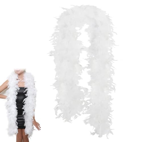 Image of White Feather Boa Turkey Boa Feathers 2m 60g White Feather Boa White Feather Boa Turkey Feathers for Party Bulk Dancing Carnival Christmas Wedding Centerpieces Holiday Decor Home Decor