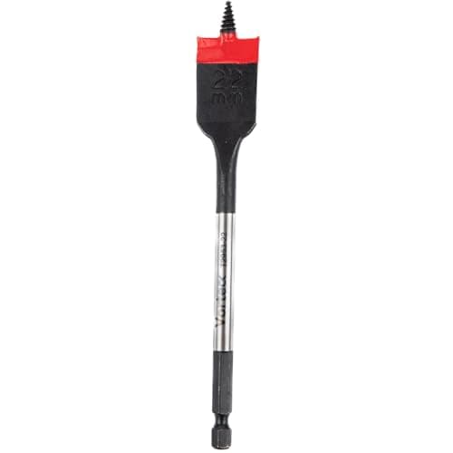 Image of C.K Tools Vorteck Fast Flat Wood Drill Bit 22mm x 152mm, Threaded Self-Driving Tip, Impact Rated 1/4" Hex Quick Lock Shank, Heat Treated Carbon Steel, Wood Plastic Composite CK T2953-22