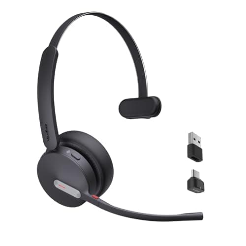 Image of Yealink BH70 Wireless Headset with Microphone Noise Cancelling, Mono Bluetooth Headset for Office 35h Talking Time Work Teams Headsets for Computer PC