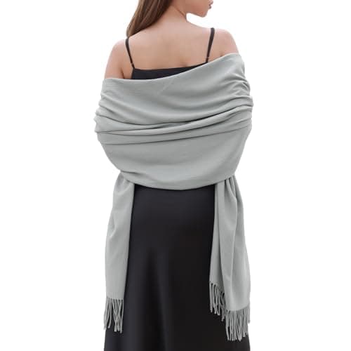 Image of RIIQIICHY Grey Pashmina Shawls and Wraps for Women Wedding Ladies Winter Scarf