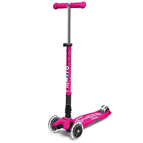 Image of Micro Scooters | Maxi Micro Deluxe Foldable Children's Scooter | Big Wheels | Handlebar Adjustable | 5-12yrs | Boys & Girls | Pink