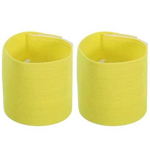 Image of 9.4x2.5 Soccer Captain C Armband, 2 Pack Nylon Unisex Elastic Arm Band Adjustable for Youth Adult Team Training, Yellow