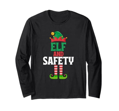 Image of Elf and Safety - Funny Matching Family Group Christmas Long Sleeve T-Shirt