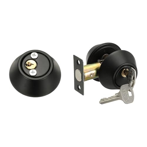 Image of sourcing map Keyed Alike Double Cylinder Deadbolt Door Lock Round Entry Both Side Door Lock for Door Thickness 1.2-2 Inch (Black, Pack of 1)