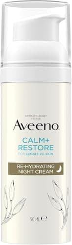 Image of AVEENO Face CALM+RESTORE Re-Hydrating Night Cream (1 x 50ml), Fragrance-Free Face Care, Intensely Nourishes and Moisturises with Shea Butter, Prebiotic Oat and Calming Feverfew, For Sensitive Skin