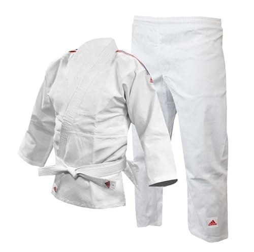 Image of Adidas | Club Judo Gi for Kids, Boys & Girls | Durable Polycotton Judo Uniform with White Belt Included, 250g/ 9oz