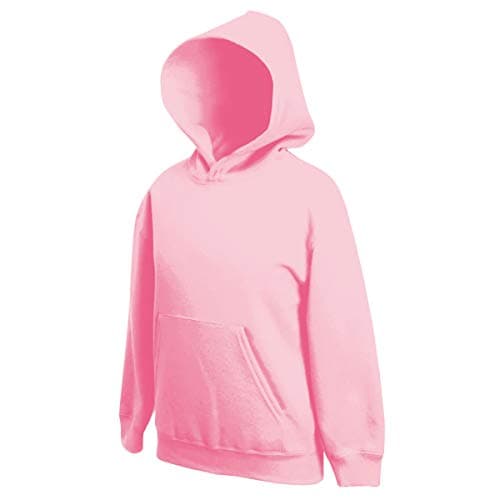Image of Fruit of the Loom Unisex Kids Premium Hooded Sweat, Light Pink, 7-8 Years (Manufacturer Size:30)