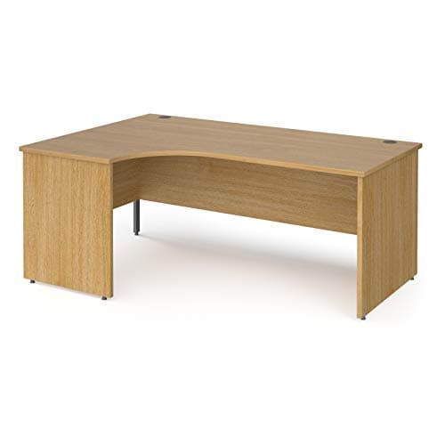 Image of Contract 25 left hand ergonomic desk with panel ends and graphite corner leg, 1800, Oak