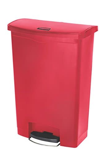 Image of Rubbermaid Commercial Products Slim Jim Step-on Resin Front Step Waste Receptacle Bin 90 Litre Red 1883570