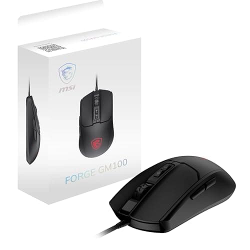 Image of MSI FORGE GM100 Gaming Mouse - 6400DPI Optical Sensor, Symmetrical, 10M+ Click Switches, 7-Buttons, 8ms Latency, RGB LED, 108g - Wired