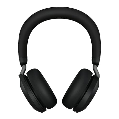 Image of Jabra Evolve2 75 Wireless PC Headset with Charging Dock and 8-Mic Technology - Stereo Headphones with Advanced Active Noise Cancellation, USB-C Adapter and UC Compatibility - Black