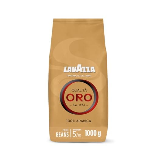 Image of Lavazza, Qualità Oro, Coffee Beans, Ideal for Bean to Cup Machine and a Filter Coffee Machine, with Fruity and Flowery Aromatic Notes, 100% Arabica, Intensity 5/10, Medium Roast, 1 Kg