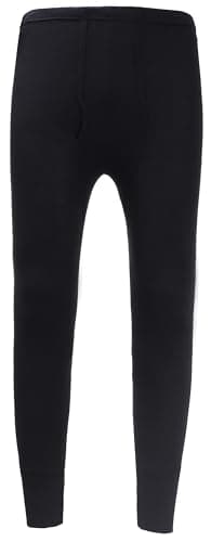 Image of ZRWASKA® Mens Thermal Trousers Leggings Tights, Thermal Wool Long Johns Men Thermal Pants Comfortable Underlayer Winter Warmers for Men Bottoms Base Layer Black, Size XL