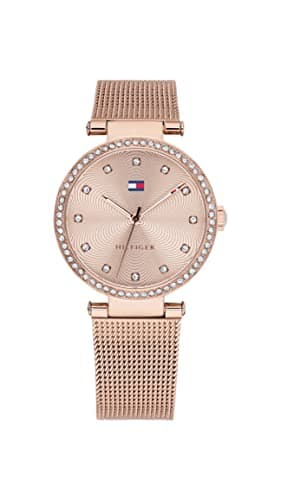 Image of Tommy Hilfiger Analogue Quartz Watch for Women with Rose Gold Colored Stainless Steel Mesh Bracelet - 1782508