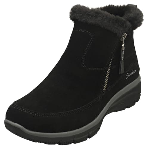 Image of Skechers Women's Easy Going Cool Zip! Boots, Black Suede, 6 UK