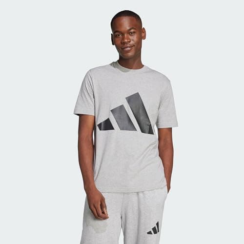 Image of adidas Men's Essentials Big Logo Single Jersey TEE, Medium Grey Heather/Black, S