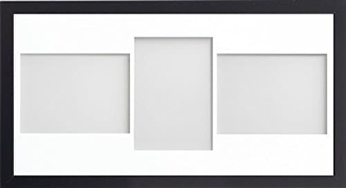 Image of Allington Range 20x10-inch Black Picture Photo Frame with White 3-Aperture Mount for Image Size 7x5-inch (LPL)