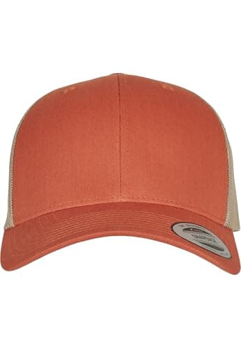 Image of Flexfit Retro Trucker 2-Tone Baseball Cap, Rustic Orange/Khaki, One Size